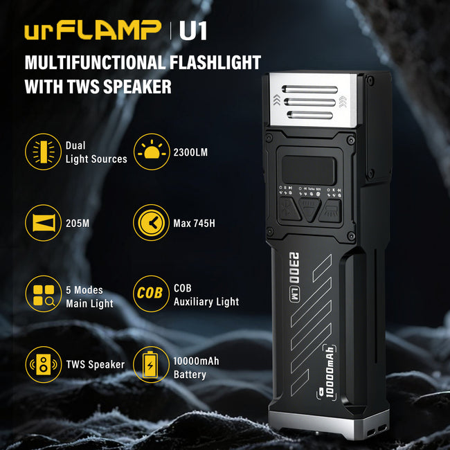 urFlamp® U1: Powerful and innovative flashlight with Bluetooth Speaker Main Image
