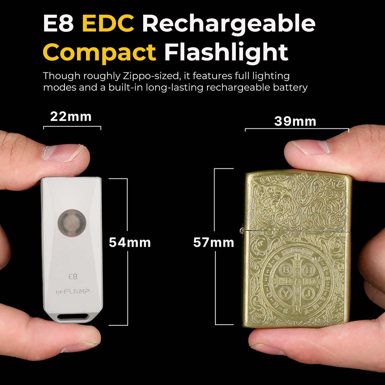 urFlamp® E8: EDC Keychain Light Mini Flashlight