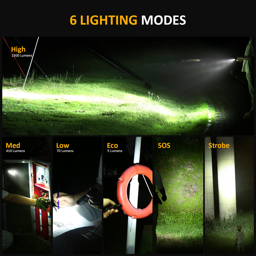 urFlamp® V6 Night's Watch: 1300 Lumens Compact Flashlight