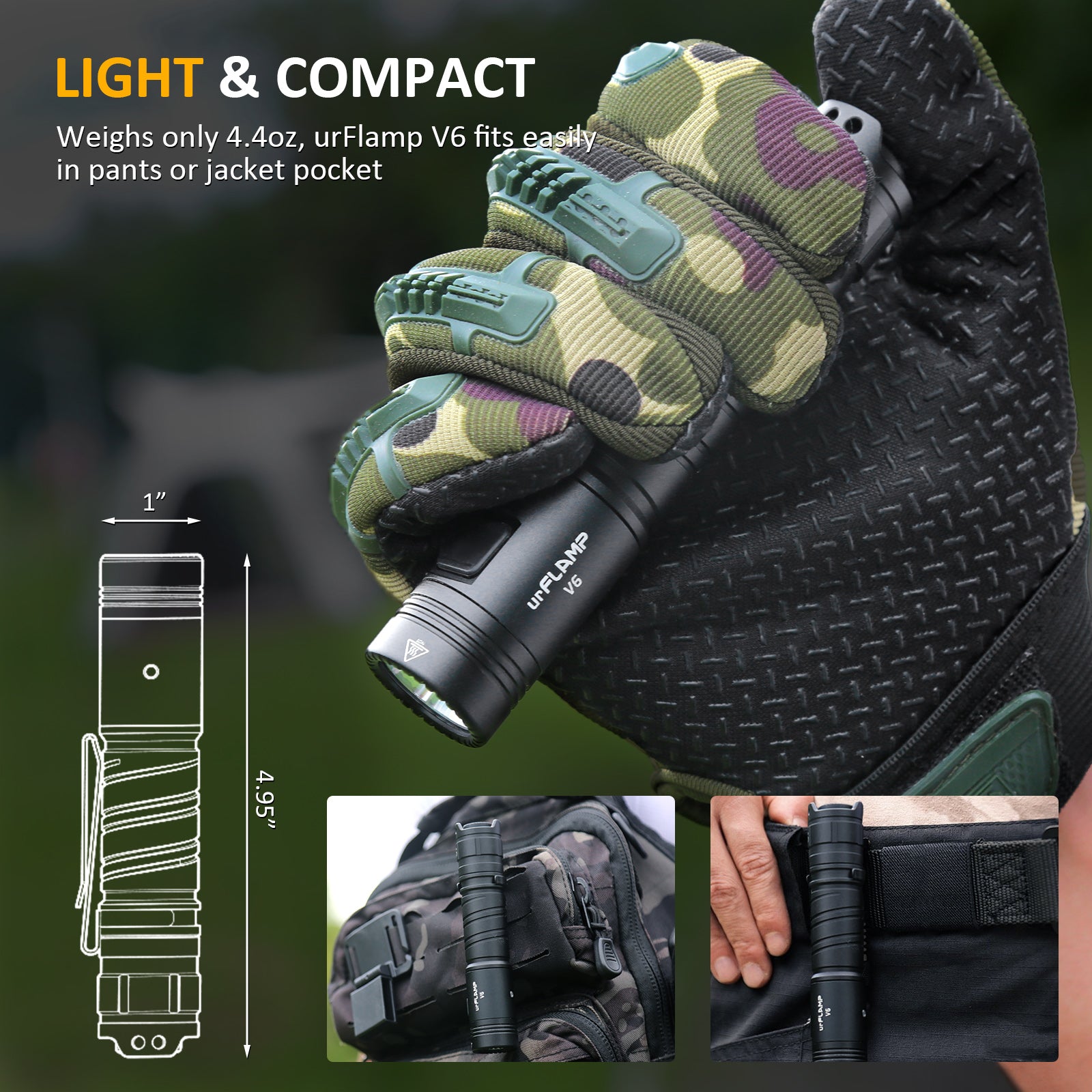 urFlamp® V6 Night's Watch: 1300 Lumens Compact Flashlight