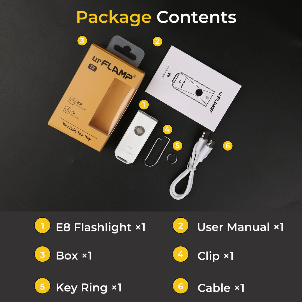 urFlamp® E8: EDC Keychain Light Mini Flashlight