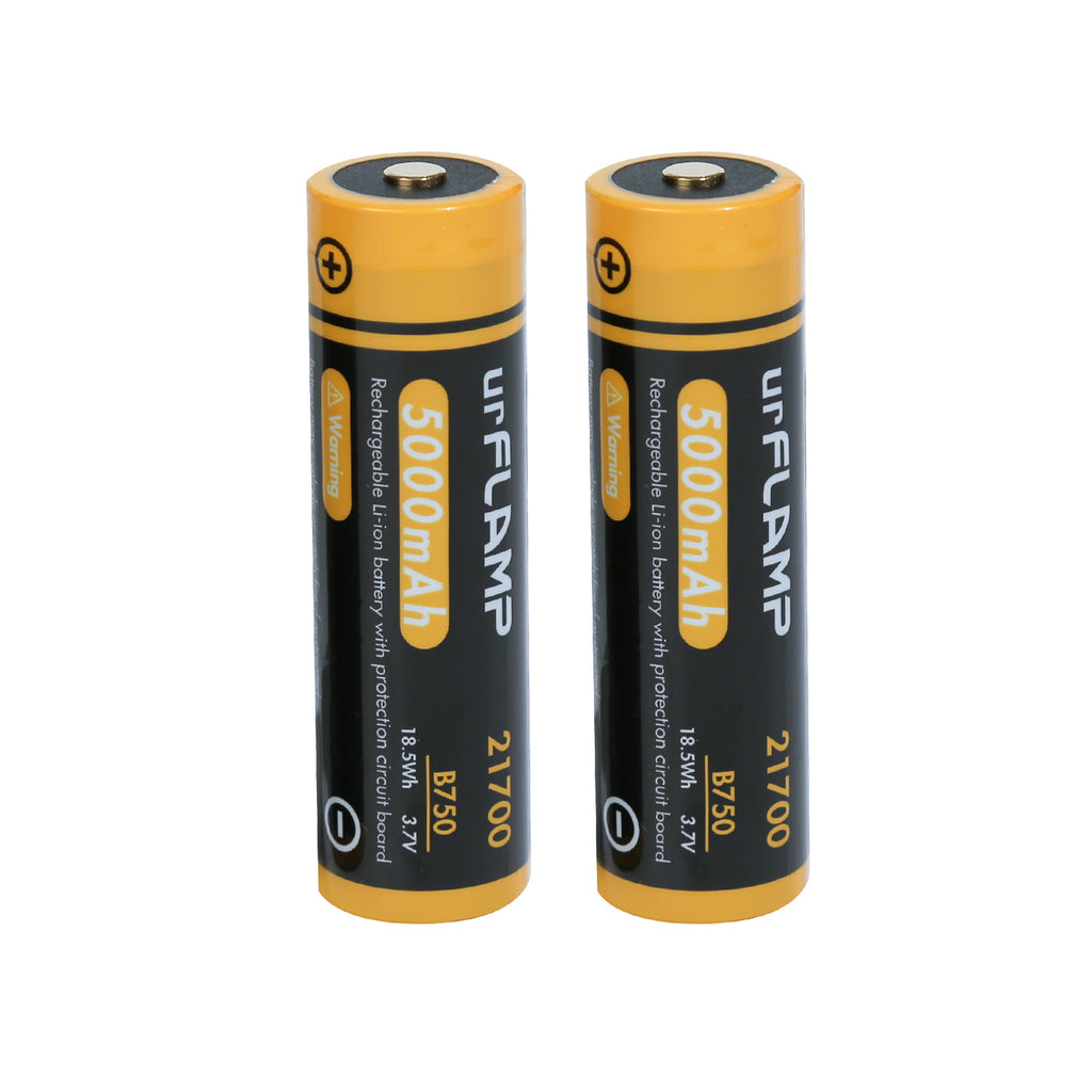 CBJJ 21700 Rechargeable Battery, 3.7 Volt 21700 Battery 5000mAh Flat Top  21700 Li-ion Battery for Flashlight (2 Pack, Black)